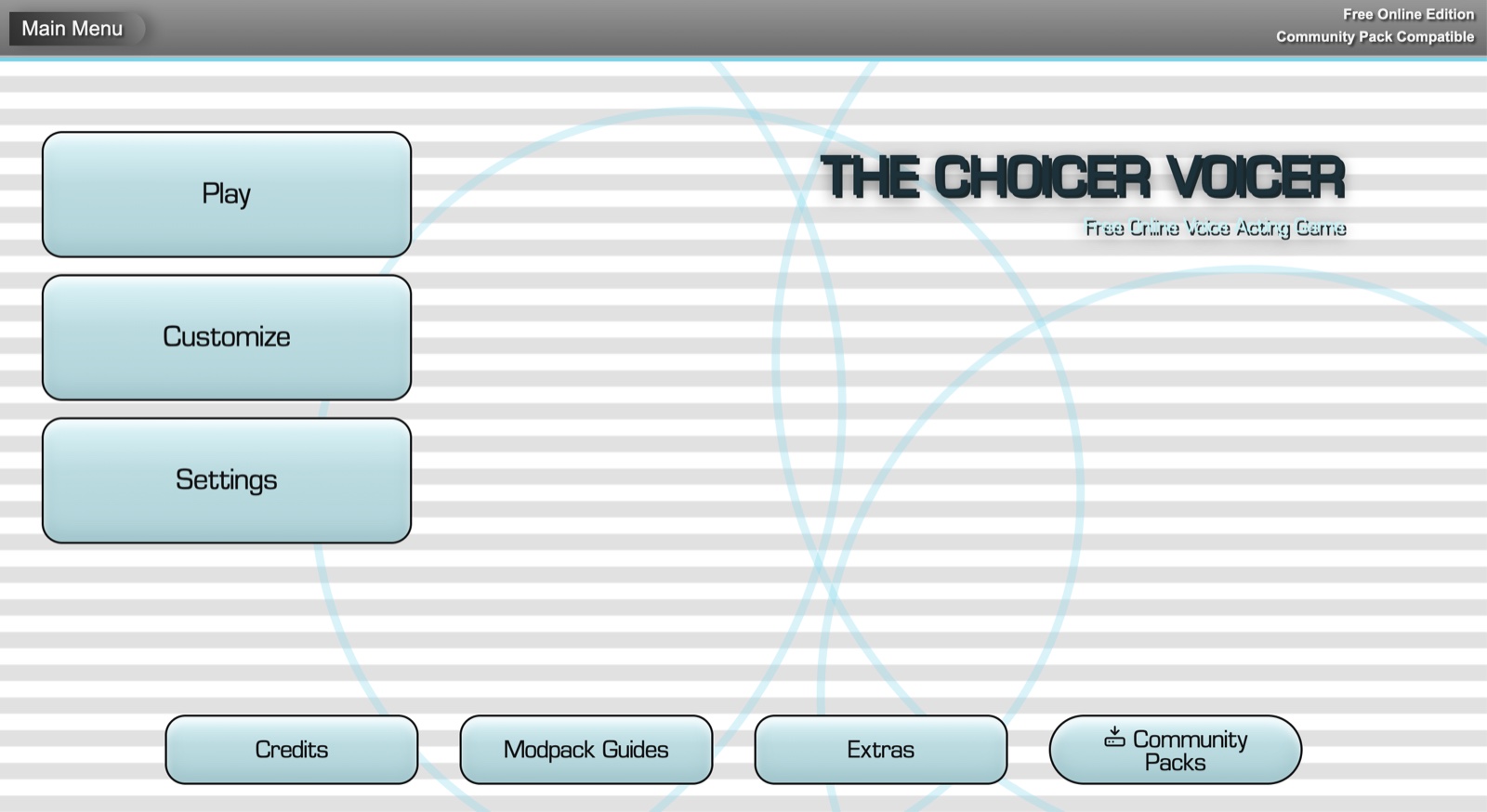 The Choicer Voicer game menu for free online play